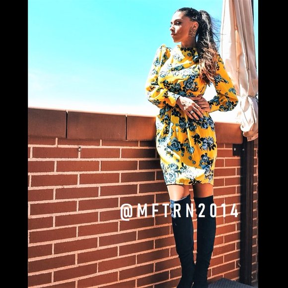 ZARA Floral Print Mini Dress with Tie* - Picture 9 of 15